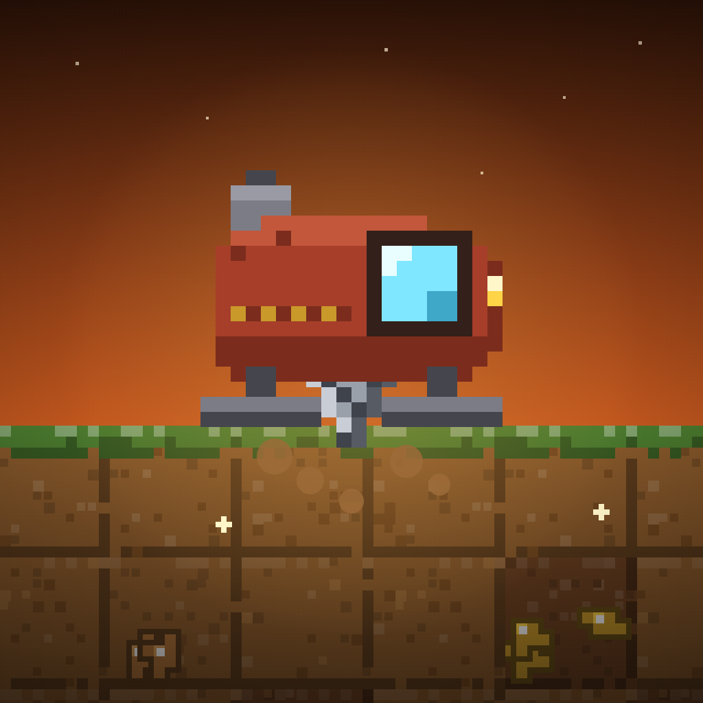 The Drillwake pod resting above layers of mineral-rich earth